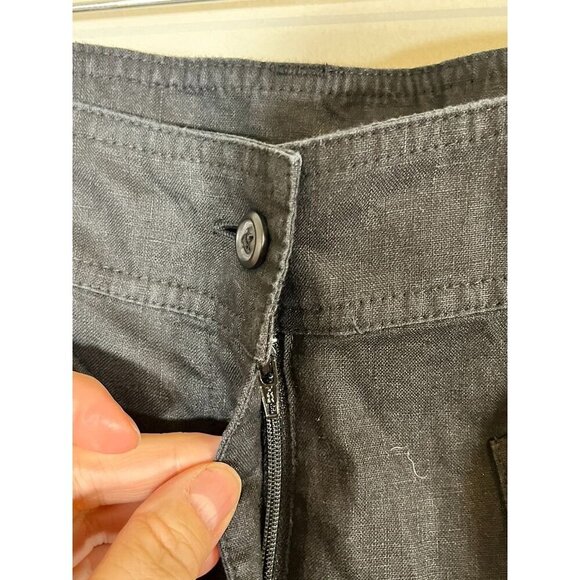 Coldwater Creek Linen Pant 16 Black Belted Neutral Classic Chic Preppy - Picture 6 of 12